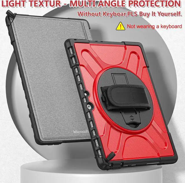 Alt view image 2 of 7 - Microsoft Surface Pro 8 13 inch 2021 Case, Protective Rugged Cover with Pen Holder / Hand Strap / Rotating Kickstand Compatible with Type Cover Keyboard