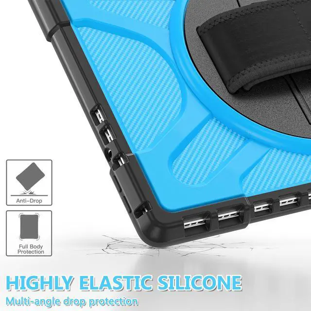 Alt view image 5 of 7 - Microsoft Surface Pro 8 13 inch 2021 Case, Protective Rugged Cover with Pen Holder / Hand Strap / Rotating Kickstand Compatible with Type Cover Keyboard
