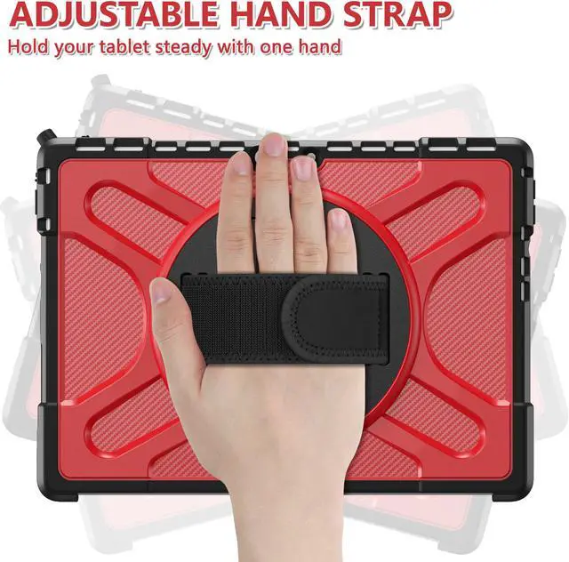 Alt view image 6 of 7 - Microsoft Surface Pro 8 13 inch 2021 Case, Protective Rugged Cover with Pen Holder / Hand Strap / Rotating Kickstand Compatible with Type Cover Keyboard