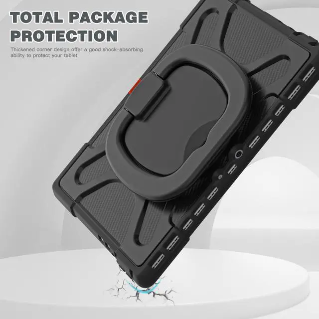 Alt view image 4 of 7 - Surface Pro 8 Case, Heavy Duty Shockproof Protective Cover with Pencil Holder / Hand Strap / Rotatable Kickstand Compatible with Type Cover Keyboard for 13 inch Microsoft Surface Pro 8 2021