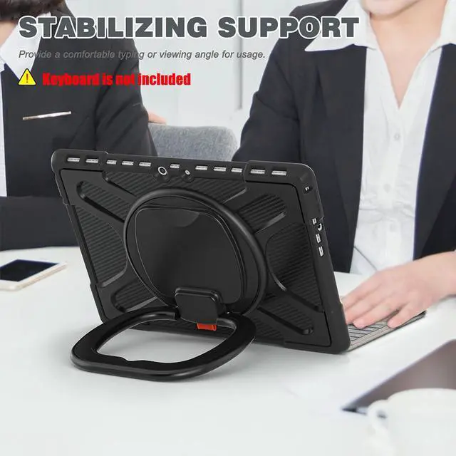 Alt view image 6 of 7 - Surface Pro 8 Case, Heavy Duty Shockproof Protective Cover with Pencil Holder / Hand Strap / Rotatable Kickstand Compatible with Type Cover Keyboard for 13 inch Microsoft Surface Pro 8 2021