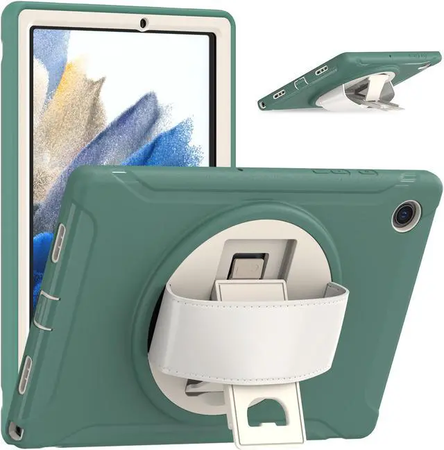 Main image of Galaxy Tab A8 Case 10.5 Inch 2022 (SM-X200/X205/X207), Rugged Heavy Duty Shockproof Case with Hand Strap Rotating Kickstand Protective Cover Case for 10.5" Galaxy Tab A8 2022