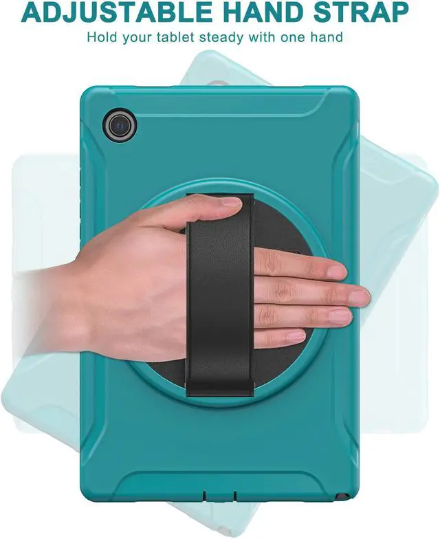 Alt view image 4 of 7 - Galaxy Tab A8 Case 10.5 Inch 2022 (SM-X200/X205/X207), Rugged Heavy Duty Shockproof Case with Hand Strap Rotating Kickstand Protective Cover Case for 10.5" Galaxy Tab A8 2022