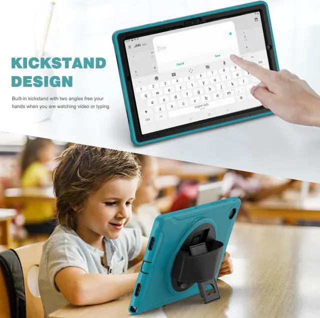 Alt view image 2 of 7 - Galaxy Tab A8 Case 10.5 Inch 2022 (SM-X200/X205/X207), Rugged Heavy Duty Shockproof Case with Hand Strap Rotating Kickstand Protective Cover Case for 10.5" Galaxy Tab A8 2022