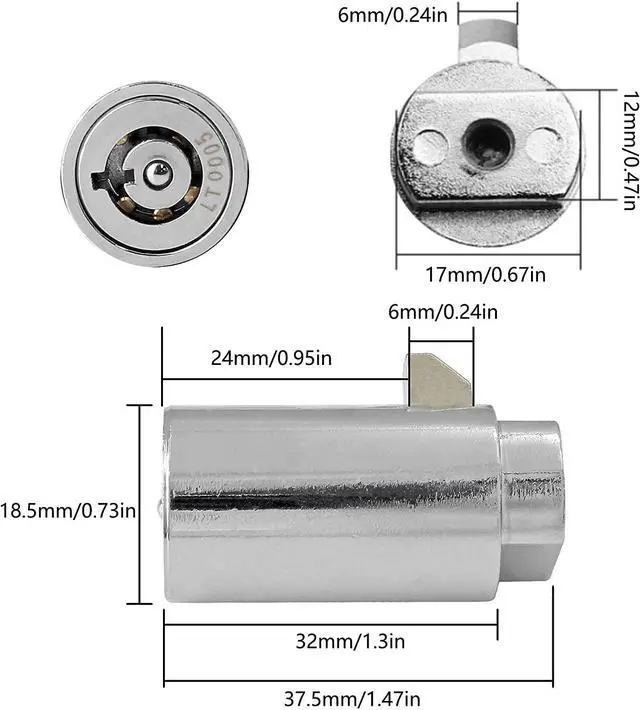 Alt view image 4 of 7 - 2Pcs Vending Machine Lock Keyed Alike Coke Machine Lock Snack Machine Lock Candy Machine Lock Soda Machine Lock, 6Pcs Keys