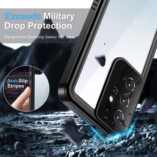 Alt view image 2 of 7 - Samsung Galaxy S21 Ultra Waterproof Case, Temdan Built-in Screen Protector Full Heavy Duty Protection Shockproof Anti-Scratched Rugged Cases for Samsung Galaxy S21 Ultra 6.8" 2021