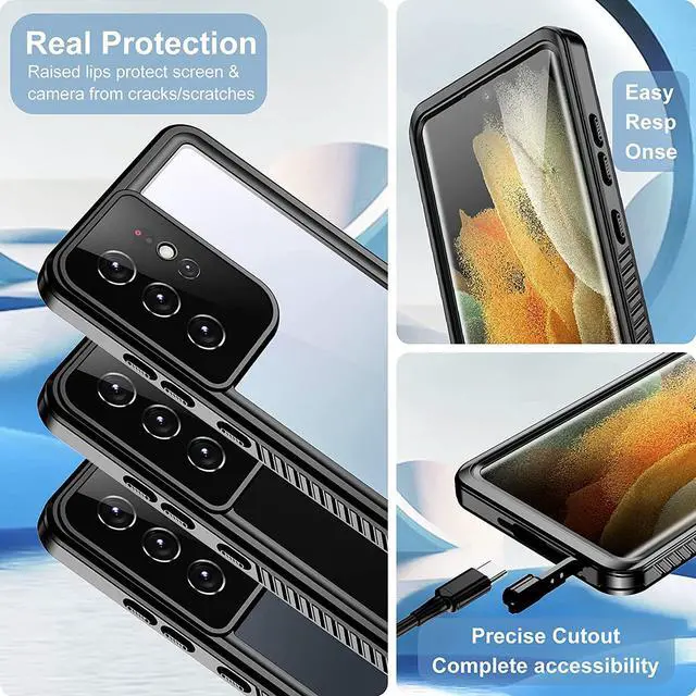 Alt view image 5 of 7 - Samsung Galaxy S21 Ultra Waterproof Case, Temdan Built-in Screen Protector Full Heavy Duty Protection Shockproof Anti-Scratched Rugged Cases for Samsung Galaxy S21 Ultra 6.8" 2021