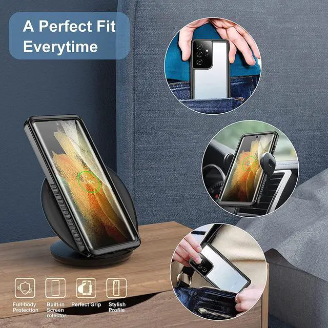 Alt view image 7 of 7 - Samsung Galaxy S21 Ultra Waterproof Case, Temdan Built-in Screen Protector Full Heavy Duty Protection Shockproof Anti-Scratched Rugged Cases for Samsung Galaxy S21 Ultra 6.8" 2021