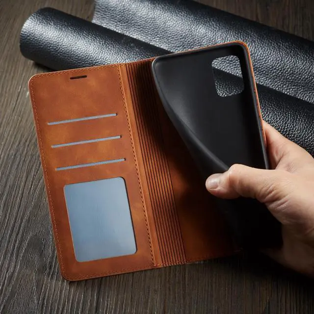 Alt view image 5 of 7 - Samsung Galaxy A51 5G Case, Premium PU Leather Cover TPU Bumper with Card Holder Kickstand Hidden Magnetic Shockproof Flip Wallet Case for Samsung Galaxy A51 6.5 inch Phone 5G Version