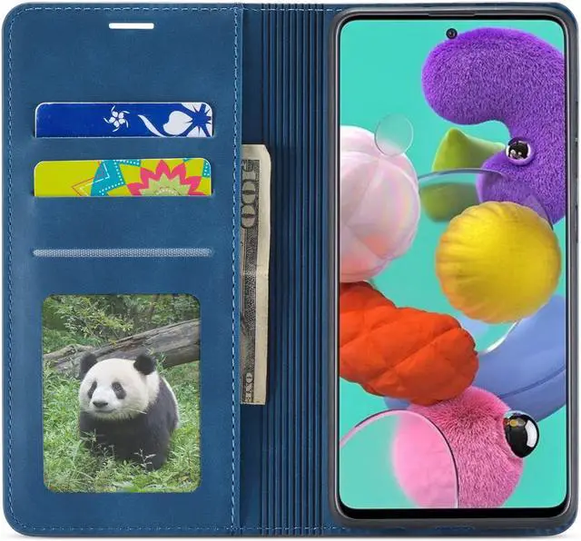 Alt view image 3 of 7 - Samsung Galaxy A51 5G Case, Premium PU Leather Cover TPU Bumper with Card Holder Kickstand Hidden Magnetic Shockproof Flip Wallet Case for Samsung Galaxy A51 6.5 inch Phone 5G Version
