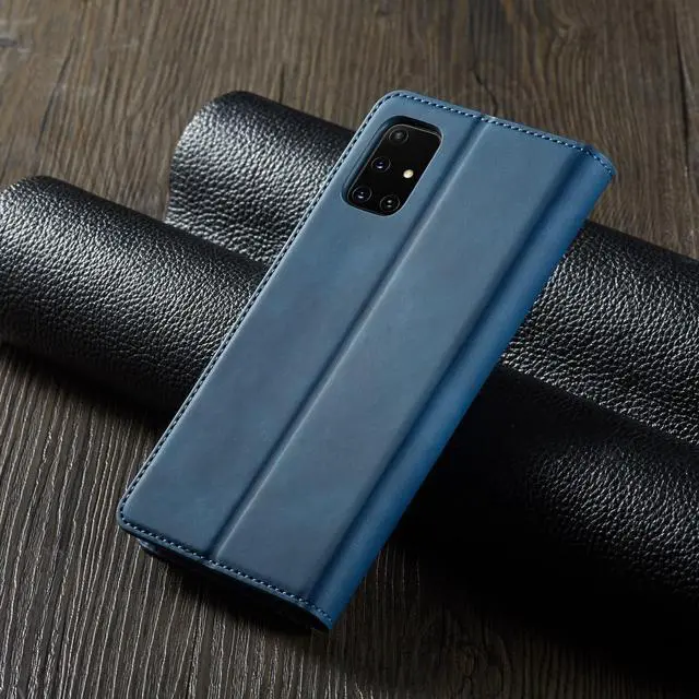 Alt view image 4 of 6 - Samsung Galaxy A71 5G Case, Premium PU Leather Cover TPU Bumper with Card Holder Kickstand Hidden Magnetic Shockproof Flip Wallet Case for Samsung Galaxy A71 6.7 inch Phone 5G Version