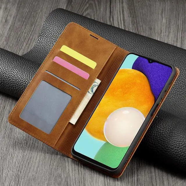 Alt view image 4 of 6 - Samsung Galaxy A13 5G Case, Premium PU Leather Cover TPU Bumper with Card Holder Kickstand Hidden Magnetic Shockproof Flip Wallet Case (Not Fit for Galaxy A13 4G)