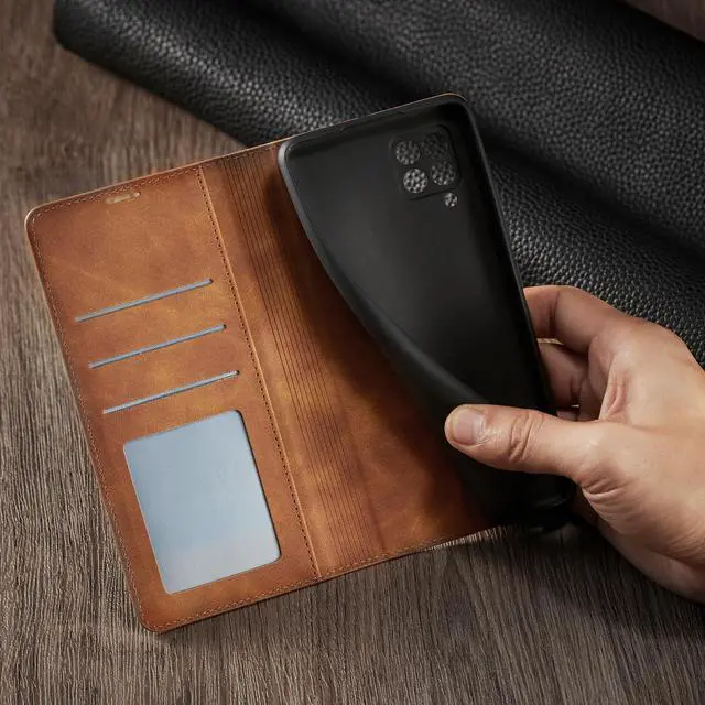 Alt view image 3 of 7 - Samsung Galaxy F62 / M62 Case, Premium PU Leather Cover TPU Bumper with Card Holder Kickstand Hidden Magnetic Shockproof Flip Wallet Case for Galaxy F62 / Galaxy M62