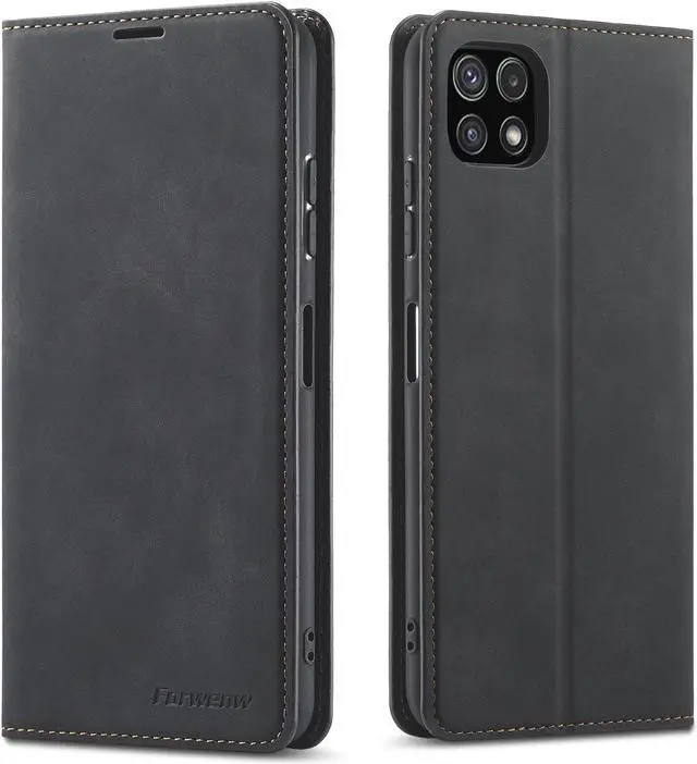 Main image of Samsung Galaxy A22 5G Case, Premium PU Leather Cover TPU Bumper with Card Holder Kickstand Hidden Magnetic Shockproof Flip Wallet Case for Galaxy A22 5G Case [Not Fit for A22 4G]