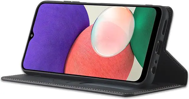 Alt view image 4 of 6 - Samsung Galaxy A22 5G Case, Premium PU Leather Cover TPU Bumper with Card Holder Kickstand Hidden Magnetic Shockproof Flip Wallet Case for Galaxy A22 5G Case [Not Fit for A22 4G]