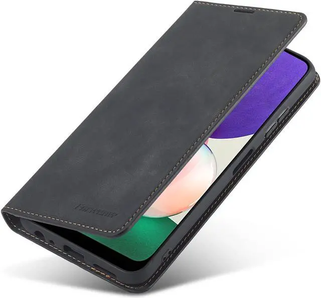Alt view image 3 of 6 - Samsung Galaxy A22 5G Case, Premium PU Leather Cover TPU Bumper with Card Holder Kickstand Hidden Magnetic Shockproof Flip Wallet Case for Galaxy A22 5G Case [Not Fit for A22 4G]