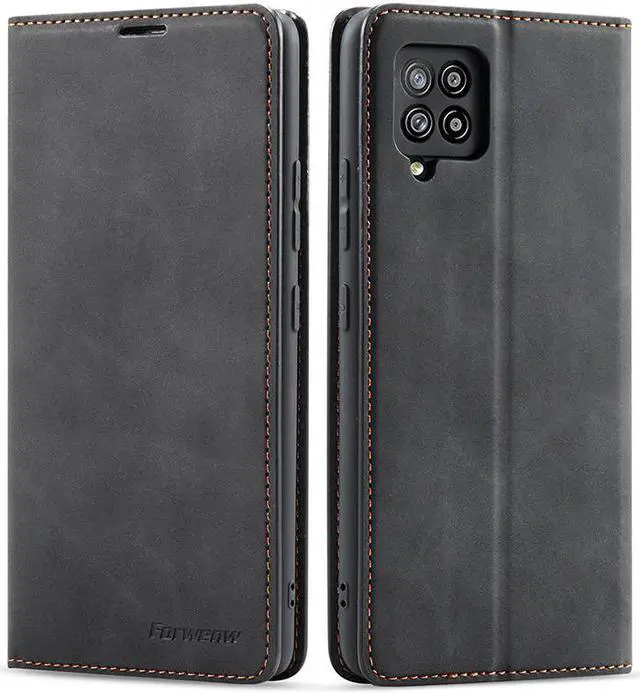 Main image of Samsung Galaxy A12 5G Case, Premium PU Leather Cover TPU Bumper with Card Holder Kickstand Hidden Magnetic Shockproof Flip Wallet Case for Galaxy A12 5G / SM-A125 / M12 / F12