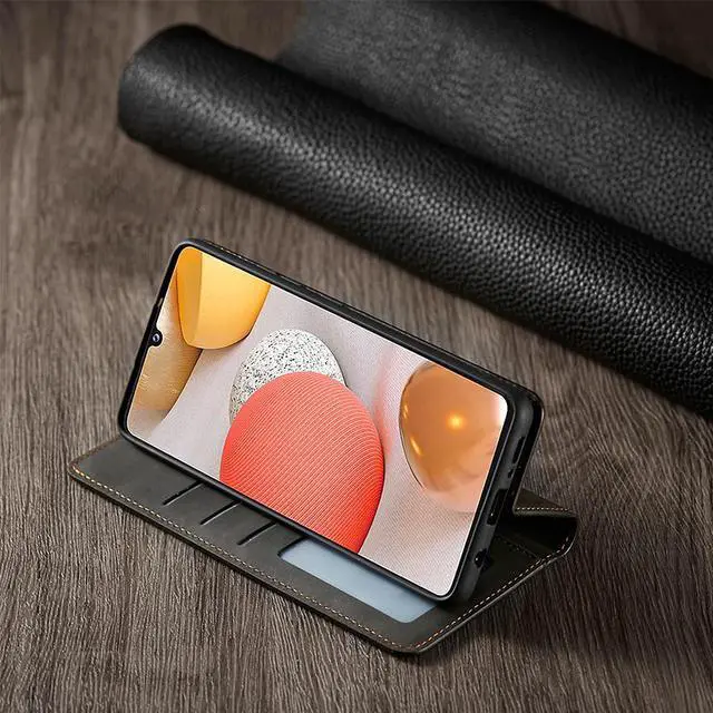 Alt view image 6 of 7 - Samsung Galaxy A12 5G Case, Premium PU Leather Cover TPU Bumper with Card Holder Kickstand Hidden Magnetic Shockproof Flip Wallet Case for Galaxy A12 5G / SM-A125 / M12 / F12