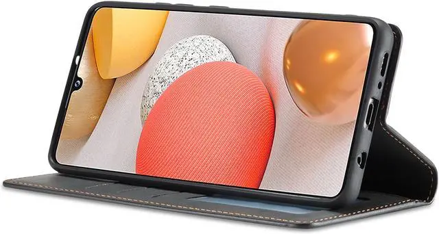 Alt view image 2 of 7 - Samsung Galaxy A12 5G Case, Premium PU Leather Cover TPU Bumper with Card Holder Kickstand Hidden Magnetic Shockproof Flip Wallet Case for Galaxy A12 5G / SM-A125 / M12 / F12