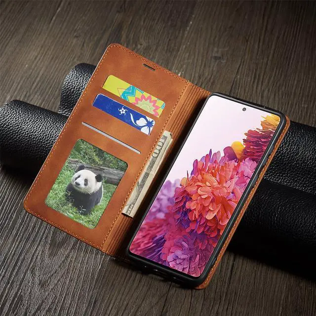 Alt view image 6 of 7 - Samsung Galaxy S20 FE 5G Case, Premium PU Leather Cover TPU Bumper with Card Holder Kickstand Hidden Magnetic Shockproof Flip Wallet Case for Galaxy S20 FE 5G 6.5 inch