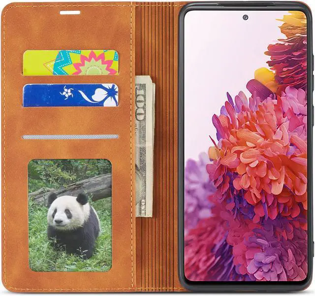 Alt view image 4 of 7 - Samsung Galaxy S20 FE 5G Case, Premium PU Leather Cover TPU Bumper with Card Holder Kickstand Hidden Magnetic Shockproof Flip Wallet Case for Galaxy S20 FE 5G 6.5 inch
