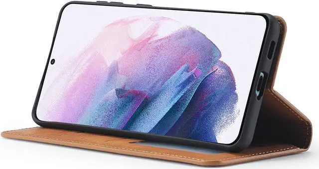 Alt view image 2 of 6 - Samsung Galaxy S21 FE 5G / A52 4G Case, Premium PU Leather Cover TPU Bumper with Card Holder Kickstand Hidden Magnetic Shockproof Flip Wallet Case for Galaxy S21 FE 5G 6.4 inch