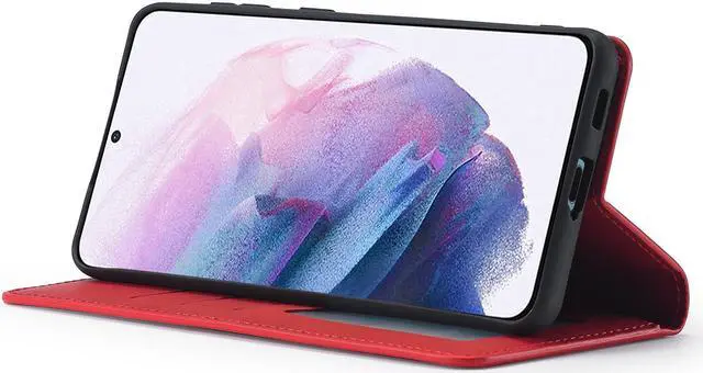 Alt view image 2 of 5 - Samsung Galaxy S21 FE 5G / A52 4G Case, Premium PU Leather Cover TPU Bumper with Card Holder Kickstand Hidden Magnetic Shockproof Flip Wallet Case for Galaxy S21 FE 5G 6.4 inch