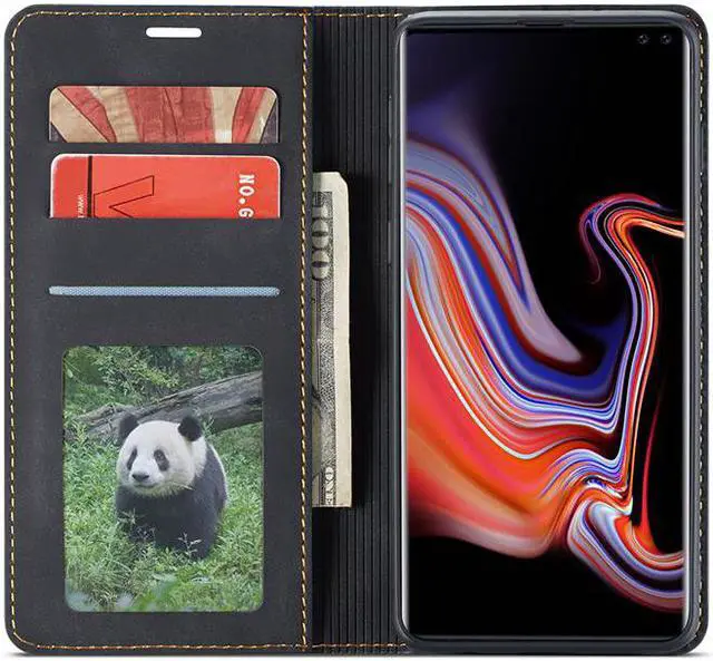 Alt view image 2 of 6 - Samsung Galaxy S10 Plus Case, Premium PU Leather Cover TPU Bumper with Card Holder Kickstand Hidden Magnetic Shockproof Flip Wallet Case for Galaxy S10 Plus / S10+ 6.4 inch
