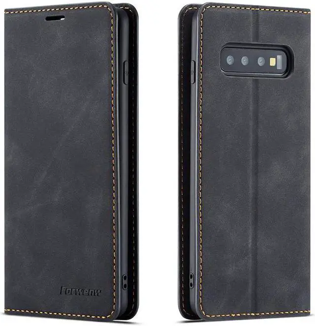 Main image of Samsung Galaxy S10 Plus Case, Premium PU Leather Cover TPU Bumper with Card Holder Kickstand Hidden Magnetic Shockproof Flip Wallet Case for Galaxy S10 Plus / S10+ 6.4 inch