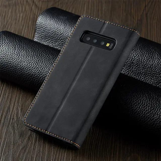 Alt view image 6 of 6 - Samsung Galaxy S10 Plus Case, Premium PU Leather Cover TPU Bumper with Card Holder Kickstand Hidden Magnetic Shockproof Flip Wallet Case for Galaxy S10 Plus / S10+ 6.4 inch