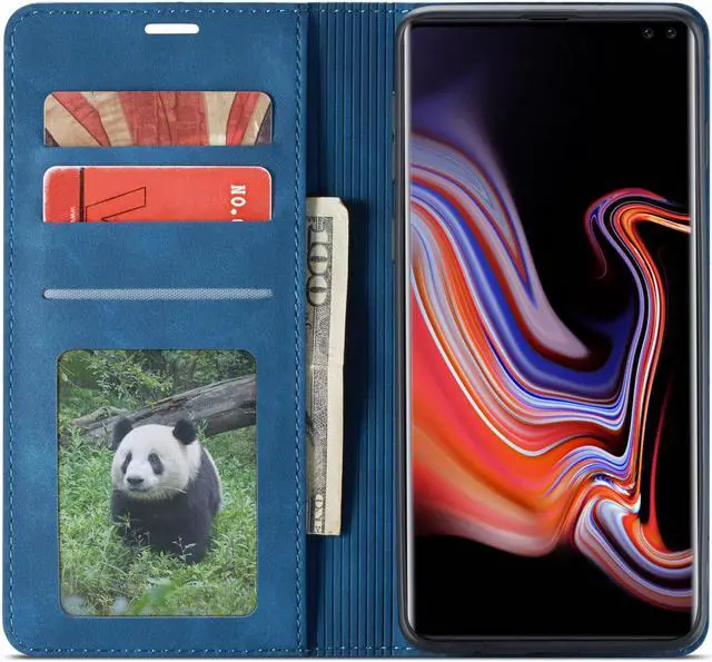 Alt view image 5 of 6 - Samsung Galaxy S10 Plus Case, Premium PU Leather Cover TPU Bumper with Card Holder Kickstand Hidden Magnetic Shockproof Flip Wallet Case for Galaxy S10 Plus / S10+ 6.4 inch