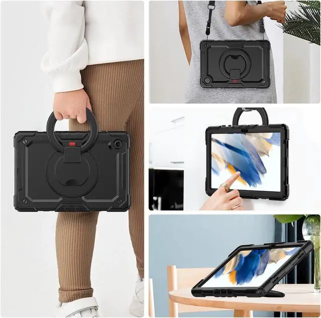 Alt view image 6 of 7 - Case For Samsung Galaxy Tab Tab A8 10.5 inch 2022 with Screen Protector and Pen Holder, Shockproof Hard Protective Kids Cover for Galaxy Tab A8 10.5 inch SM-X200 SM-X205 SM-X207 with Rotatable Stand