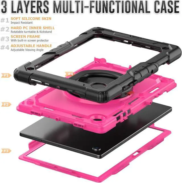 Alt view image 5 of 7 - Case For Samsung Galaxy Tab Tab A8 10.5 inch 2022 with Screen Protector and Pen Holder, Shockproof Hard Protective Kids Cover for Galaxy Tab A8 10.5 inch SM-X200 SM-X205 SM-X207 with Rotatable Stand