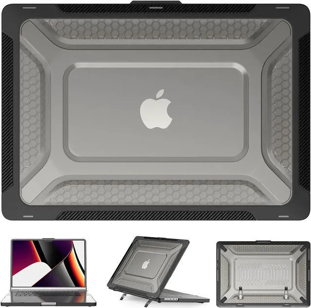 Alt view image 2 of 7 - MacBook Pro 16 inch Case 2021 2022 Release A2485 M1 Pro/Max with Liquid Retina XDR Display Touch ID, Heavy Duty Plastic Hard Shell Case with Fold Kickstand & Keyboard Cover Skin
