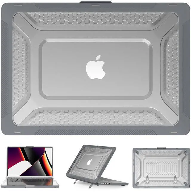 Alt view image 7 of 7 - MacBook Pro 16 inch Case 2021 2022 Release A2485 M1 Pro/Max with Liquid Retina XDR Display Touch ID, Heavy Duty Plastic Hard Shell Case with Fold Kickstand & Keyboard Cover Skin
