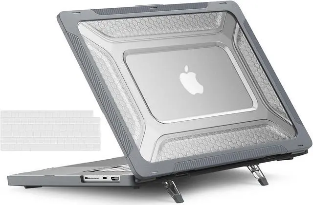 Main image of MacBook Pro 16 inch Case 2021 2022 Release A2485 M1 Pro/Max with Liquid Retina XDR Display Touch ID, Heavy Duty Plastic Hard Shell Case with Fold Kickstand & Keyboard Cover Skin