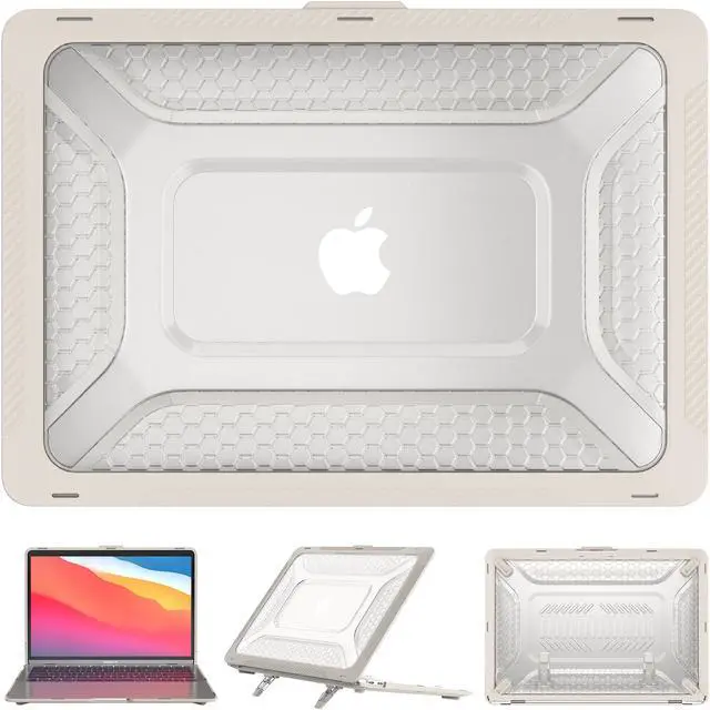 Alt view image 2 of 7 - MacBook Air 13 inch Case 2022, 2021-2018 Release A2337 M1 A2179 A1932 Retina Display Touch ID, Heavy Duty Shockproof Hard Shell Cover with Fold Kickstand & Keyboard Cover Skin