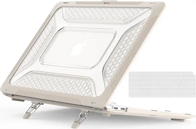 Main image of MacBook Air 13 inch Case 2022, 2021-2018 Release A2337 M1 A2179 A1932 Retina Display Touch ID, Heavy Duty Shockproof Hard Shell Cover with Fold Kickstand & Keyboard Cover Skin