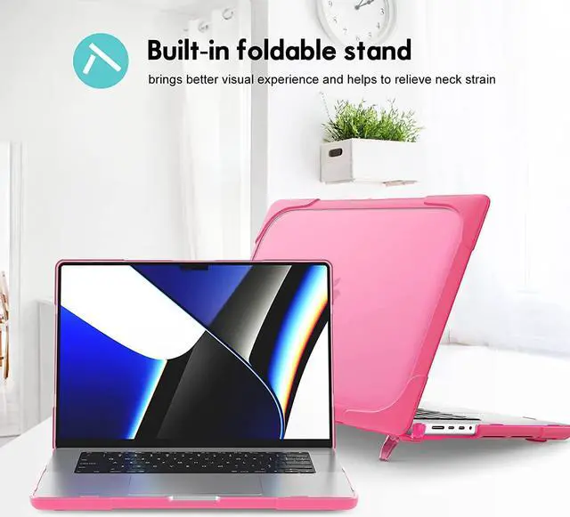 Alt view image 2 of 6 - MacBook Pro 14 Inch Case 2021 2022 Release A2442 M1 Pro/Max Chip with Liquid Retina XDR Display and Touch ID, Heavy Duty Hard Shell Dual Layer Protective Cover with Fold Kickstand & Keyboard Skin Cove