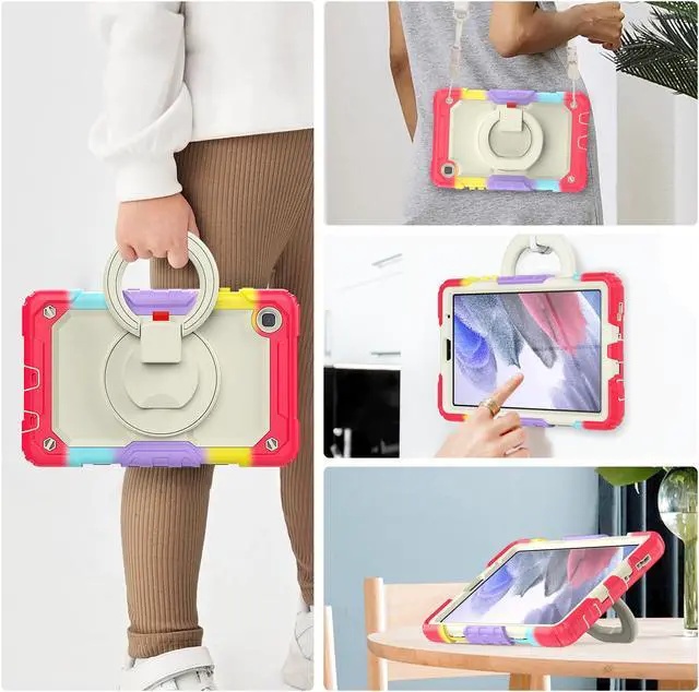 Alt view image 6 of 7 - Case For Samsung Galaxy Tab A7 Lite Case 8.7 inch with Screen Protector and Pen Holder, Shockproof Hard Protective Kids Cover for Galaxy Tab A7 Lite 2021 SM-T220/T225/T227 with Rotatable Stand