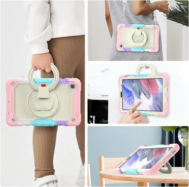 Alt view image 2 of 7 - Case For Samsung Galaxy Tab A7 Lite Case 8.7 inch with Screen Protector and Pen Holder, Shockproof Hard Protective Kids Cover for Galaxy Tab A7 Lite 2021 SM-T220/T225/T227 with Rotatable Stand