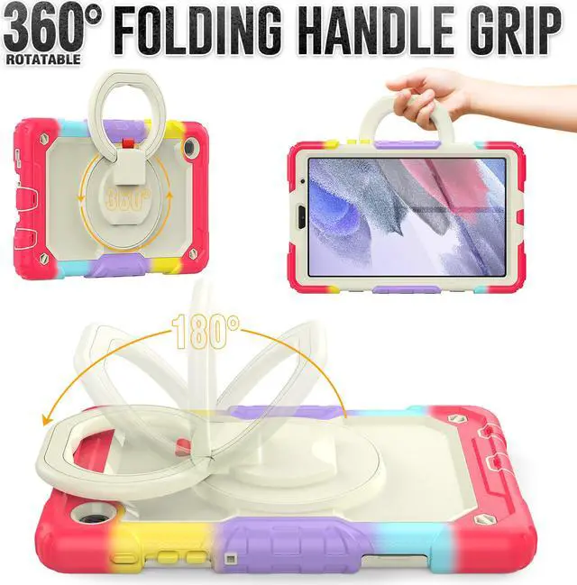 Alt view image 3 of 7 - Case For Samsung Galaxy Tab A7 Lite Case 8.7 inch with Screen Protector and Pen Holder, Shockproof Hard Protective Kids Cover for Galaxy Tab A7 Lite 2021 SM-T220/T225/T227 with Rotatable Stand