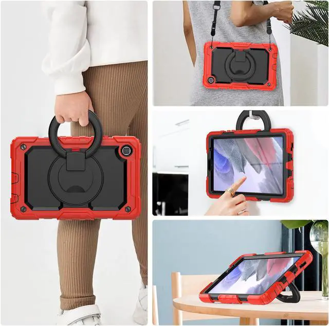 Alt view image 2 of 7 - Case For Samsung Galaxy Tab A7 Lite Case 8.7 inch with Screen Protector and Pen Holder, Shockproof Hard Protective Kids Cover for Galaxy Tab A7 Lite 2021 SM-T220/T225/T227 with Rotatable Stand