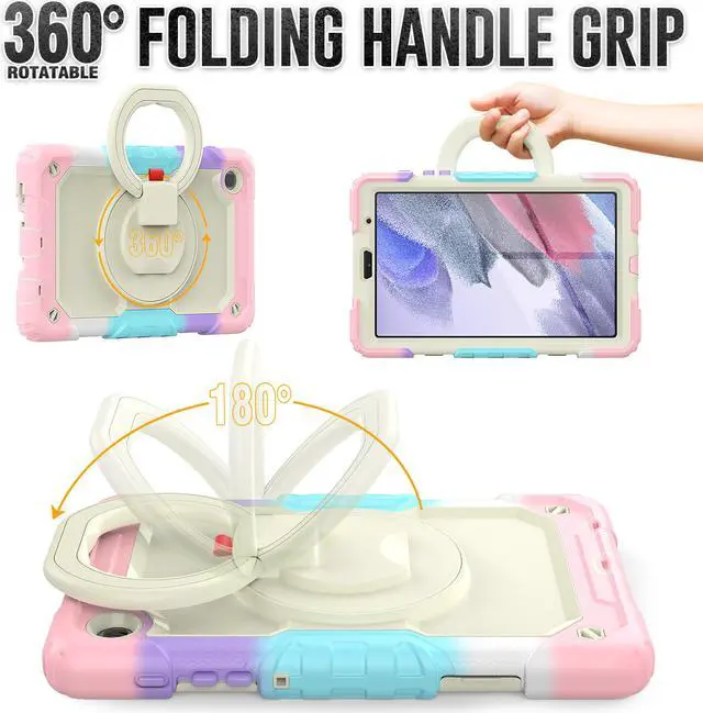 Alt view image 3 of 7 - Case For Samsung Galaxy Tab A7 Lite Case 8.7 inch with Screen Protector and Pen Holder, Shockproof Hard Protective Kids Cover for Galaxy Tab A7 Lite 2021 SM-T220/T225/T227 with Rotatable Stand