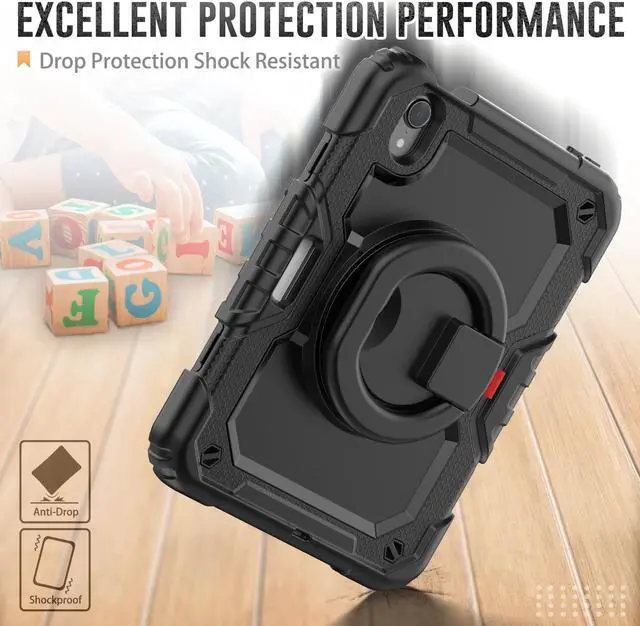Alt view image 3 of 7 - iPad Mini 6 Case 2021 8.3 Inch with Pencil Holder & Screen Protector for Kids Boys Girls & Business | Protective Heavy Duty iPad Mini 6th Generation Cover with Hand Shoulder Strap