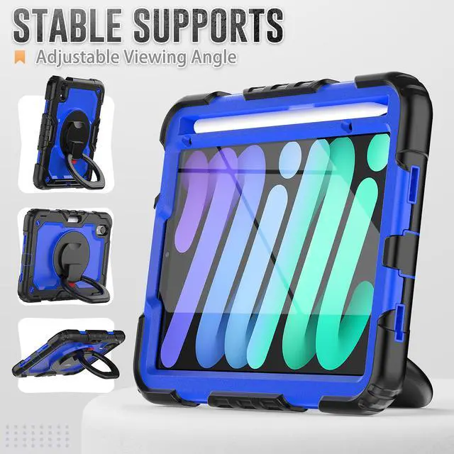Alt view image 6 of 7 - iPad Mini 6 Case 2021 8.3 Inch with Pencil Holder & Screen Protector for Kids Boys Girls & Business | Protective Heavy Duty iPad Mini 6th Generation Cover with Hand Shoulder Strap