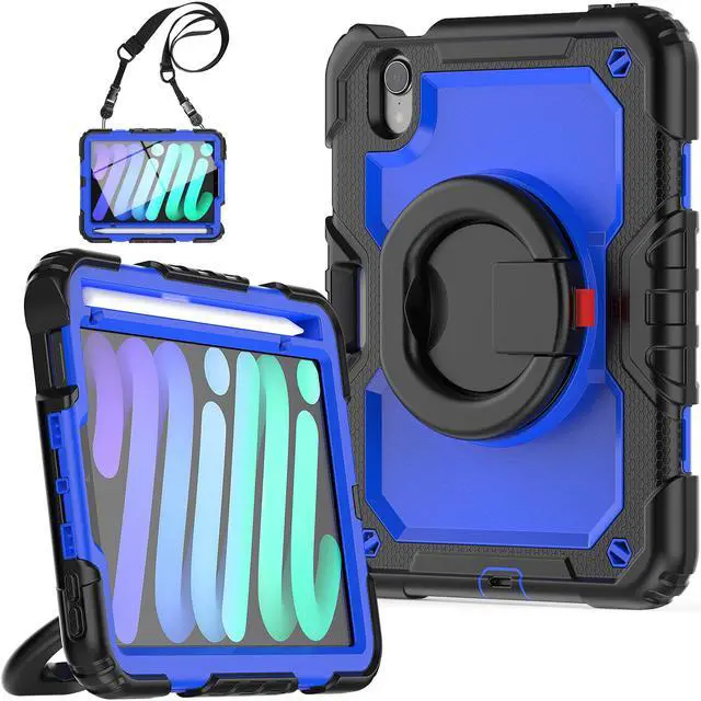 Main image of iPad Mini 6 Case 2021 8.3 Inch with Pencil Holder & Screen Protector for Kids Boys Girls & Business | Protective Heavy Duty iPad Mini 6th Generation Cover with Hand Shoulder Strap