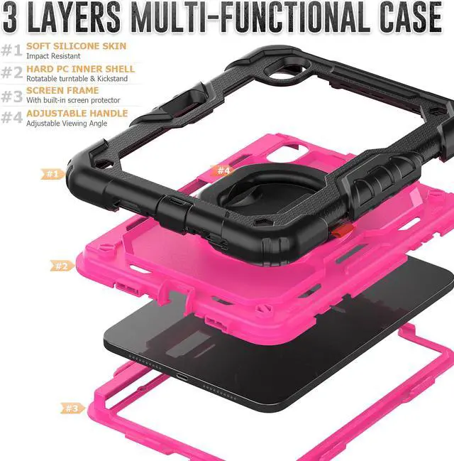 Alt view image 5 of 7 - iPad Mini 6 Case 2021 8.3 Inch with Pencil Holder & Screen Protector for Kids Boys Girls & Business | Protective Heavy Duty iPad Mini 6th Generation Cover with Hand Shoulder Strap