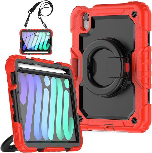 Main image of iPad Mini 6 Case 2021 8.3 Inch with Pencil Holder & Screen Protector for Kids Boys Girls & Business | Protective Heavy Duty iPad Mini 6th Generation Cover with Hand Shoulder Strap