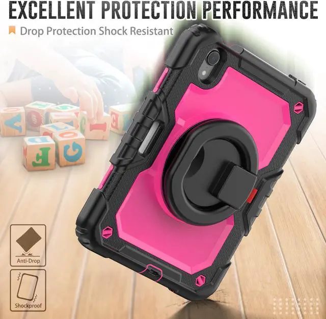 Alt view image 7 of 7 - iPad Mini 6 Case 2021 8.3 Inch with Pencil Holder & Screen Protector for Kids Boys Girls & Business | Protective Heavy Duty iPad Mini 6th Generation Cover with Hand Shoulder Strap